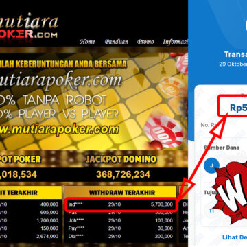 Bukti Withdraw ( 5,700,000,-) Member Setia Mutiarapoker