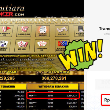 Bukti Withdraw ( 2,864,723,-) Member Setia Mutiarapoker