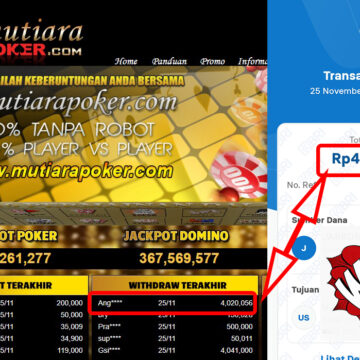 Bukti Withdraw ( 4,020,056,-) Member Setia Mutiarapoker