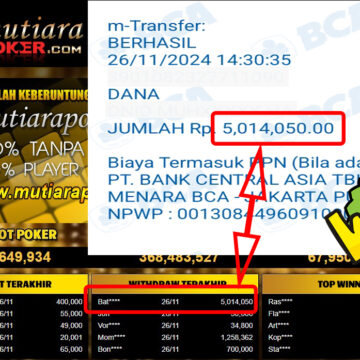 Bukti Withdraw ( 5,014,050,-) Member Setia Mutiarapoker