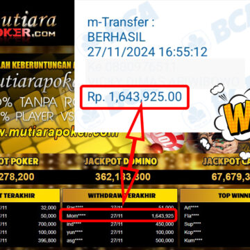 Bukti Withdraw ( 1,643,925,-) Member Setia Mutiarapoker