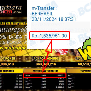 Bukti Withdraw ( 1,535,951,-) Member Setia Mutiarapoker