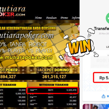 Bukti Withdraw ( 5,325,419,-) Member Setia Mutiarapoker