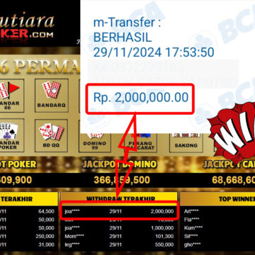 Bukti Withdraw ( 2,000,000,-) Member Setia Mutiarapoker