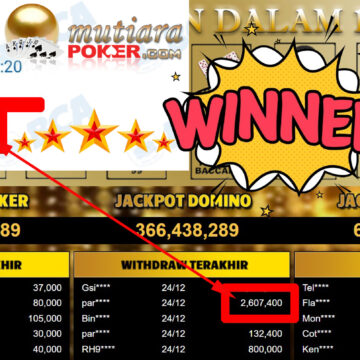 Bukti Withdraw ( 2.607.400,-) Member Setia Mutiarapoker