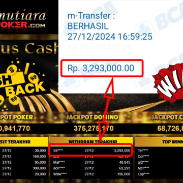 Bukti Withdraw ( 3,293,000,-) Member Setia Mutiarapoker