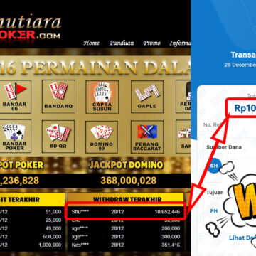 Bukti Withdraw ( 10,652,446,-) Member Setia Mutiarapoker