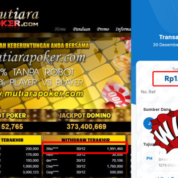 Bukti Withdraw ( 1,991,460,-) Member Setia Mutiarapoker