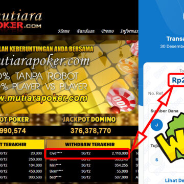 Bukti Withdraw ( 2,110,000,-) Member Setia Mutiarapoker