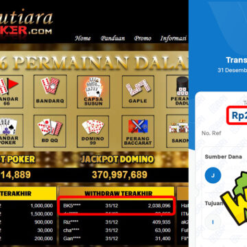 Bukti Withdraw ( 2,038,096,-) Member Setia Mutiarapoker