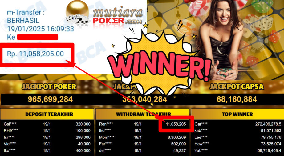 Bukti Withdraw ( 11.058.205,-) Member Setia Mutiarapoker