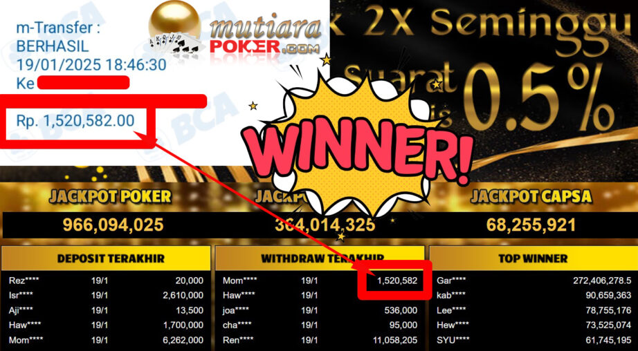 Bukti Withdraw ( 1.520.582,-) Member Setia Mutiarapoker