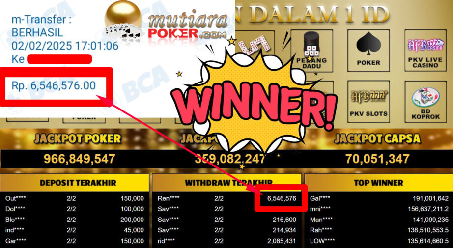 Bukti Withdraw ( 6.546.576,-) Member Setia Mutiarapoker