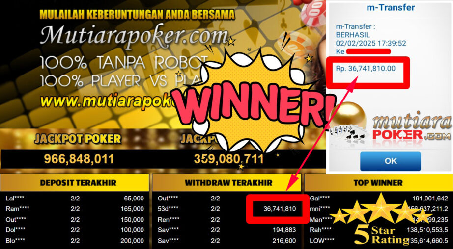 Bukti Withdraw ( 36.741.810,-) Member Setia Mutiarapoker