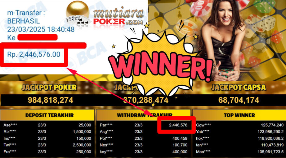 Bukti Withdraw ( 2.446.5761,-) Member Setia Mutiarapoker