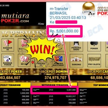 Bukti Withdraw (5,001,000,-) Member Setia Mutiarapoker