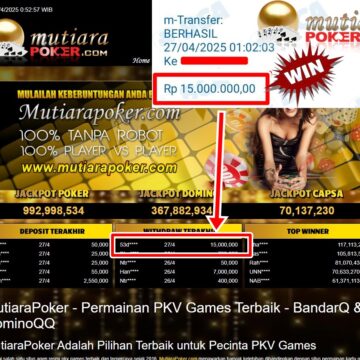 Bukti Withdraw ( 15,000,000,-) Member Setia Mutiarapoker