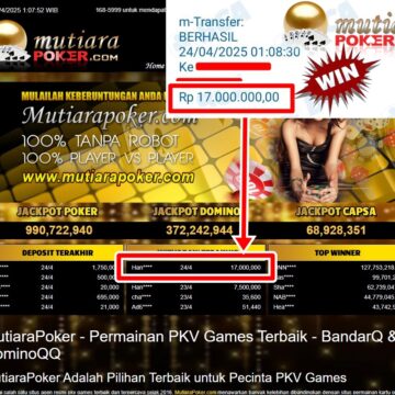 Bukti Withdraw ( 17,000,000,-) Member Setia Mutiarapoker
