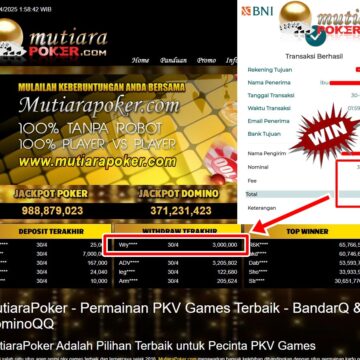 Bukti Withdraw ( 3,000,000,-) Member Setia Mutiarapoker