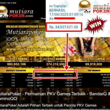 Bukti Withdraw ( 34,937,621,-) Member Setia Mutiarapoker