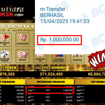 Bukti Withdraw (1,000,000,-) Member Setia Mutiarapoker