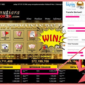 Bukti Withdraw ( 4,594,270,-) Member Setia Mutiarapoker