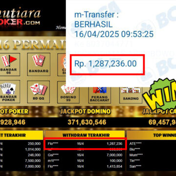 Bukti Withdraw (1,287,236,-) Member Setia Mutiarapoker