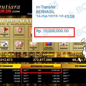 Bukti Withdraw (10,000,000,-) Member Setia Mutiarapoker