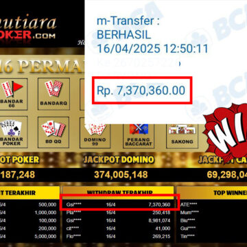 Bukti Withdraw (7,370,360,-) Member Setia Mutiarapoker