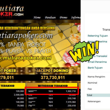 Bukti Withdraw (1,302,710,-) Member Setia Mutiarapoker