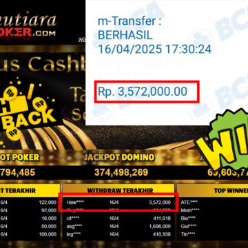 Bukti Withdraw (3,572,000,-) Member Setia Mutiarapoker