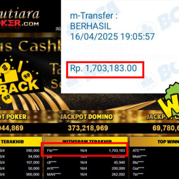 Bukti Withdraw (1,703,183,-) Member Setia Mutiarapoker