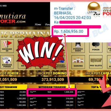 Bukti Withdraw (1,606,956,-) Member Setia Mutiarapoker