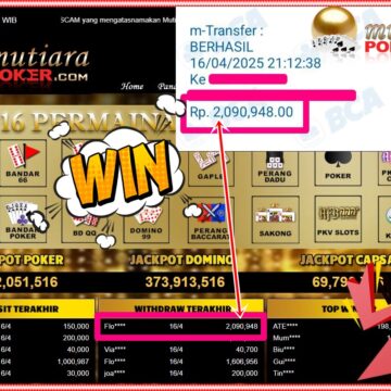 Bukti Withdraw ( 2,090,948,-) Member Setia Mutiarapoker
