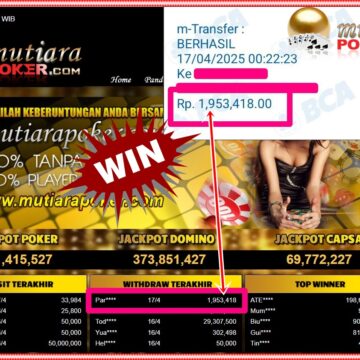 Bukti Withdraw (1,953,418,-) Member Setia Mutiarapoker