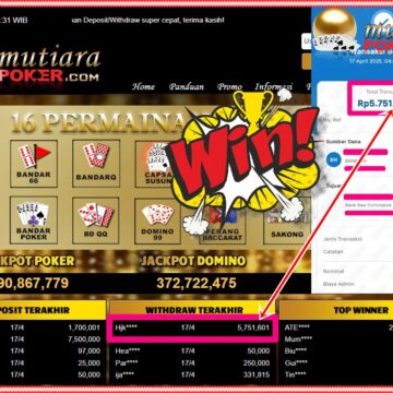 Bukti Withdraw ( 5,751,601,-) Member Setia Mutiarapoker