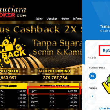 Bukti Withdraw (3,426,762,-) Member Setia Mutiarapoker
