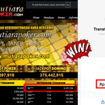 Bukti Withdraw (5,107,156,-) Member Setia Mutiarapoker