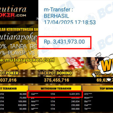 Bukti Withdraw (3,431,973,-) Member Setia Mutiarapoker