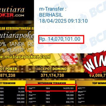Bukti Withdraw (14,070,101,-) Member Setia Mutiarapoker