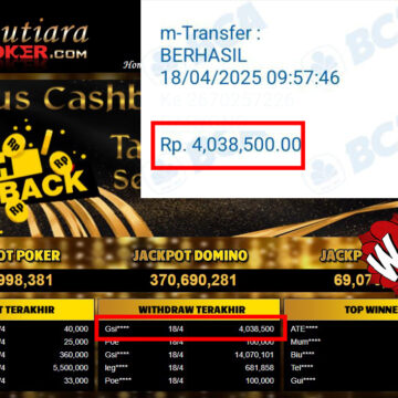 Bukti Withdraw (4,038,500,-) Member Setia Mutiarapoker