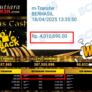 Bukti Withdraw (4,010,690,-) Member Setia Mutiarapoker