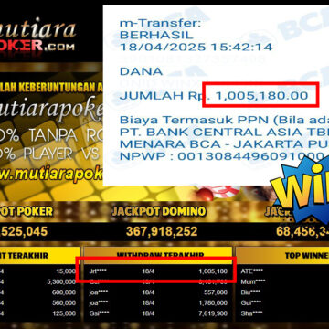 Bukti Withdraw (1,005,180,-) Member Setia Mutiarapoker