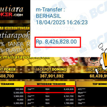 Bukti Withdraw (8,426,828,-) Member Setia Mutiarapoker