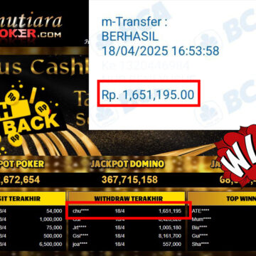 Bukti Withdraw (1,651,195,-) Member Setia Mutiarapoker