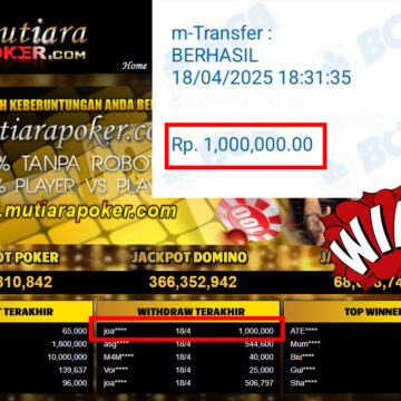 Bukti Withdraw (1,000,000,-) Member Setia Mutiarapoker