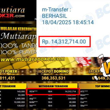 Bukti Withdraw (14,312,714,-) Member Setia Mutiarapoker