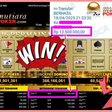 Bukti Withdraw ( 12,000,000,-) Member Setia Mutiarapoker