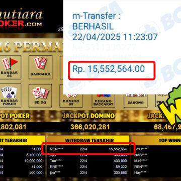Bukti Withdraw (15,552,564,-) Member Setia Mutiarapoker