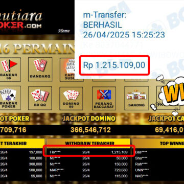 Bukti Withdraw (1,215,109,-) Member Setia Mutiarapoker